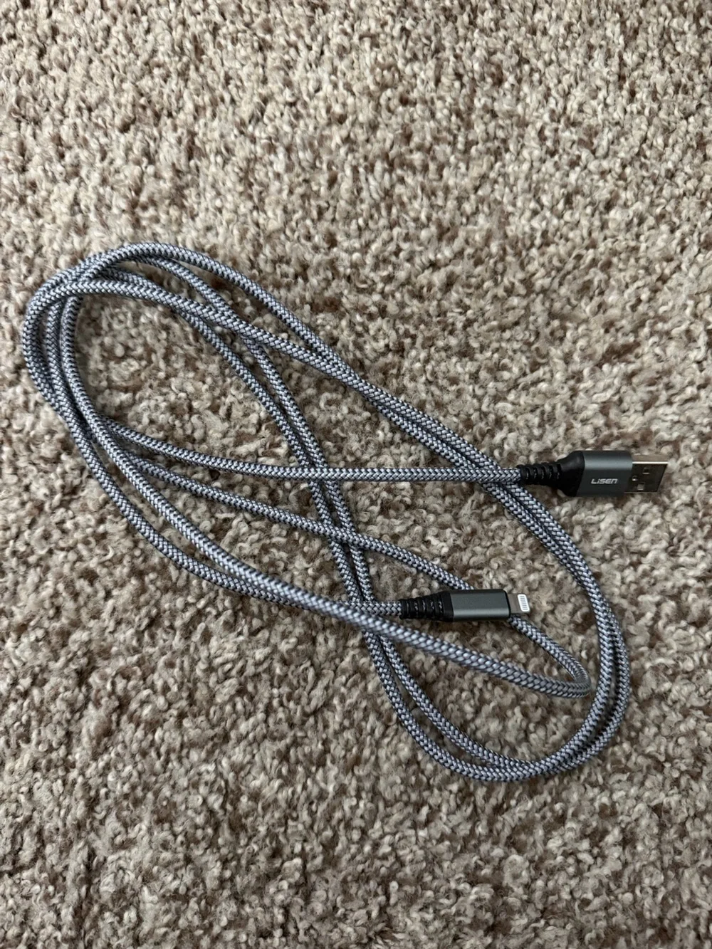 XL USB to Lightning Braided Charging Cable - Grey